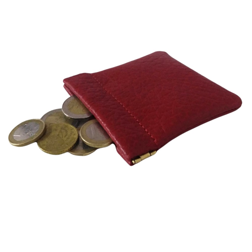 PORTA MONETE IN PELLE PORTAMONETE BANCONOTE BORSELLINO BORSELLO ROSSO